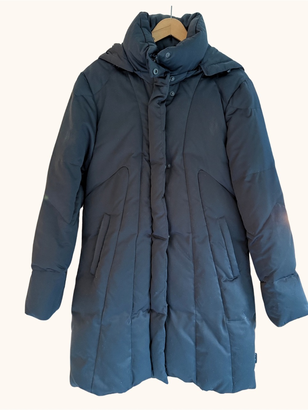 Calvin Klein Black Hooded Puffer Coat Women’s M Long